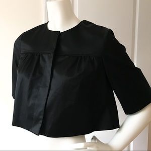 Theory Satin Cropped Black Jacket Blazer M 10 12